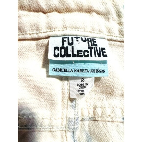 Tie-Dye Denim Skirt By Gabriella For Future Collective Size 18Front Slit - Picture 3 of 4